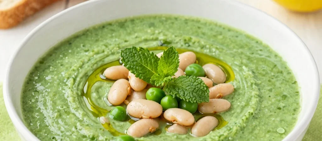 Green Pea Soup With Mint and White Beans
